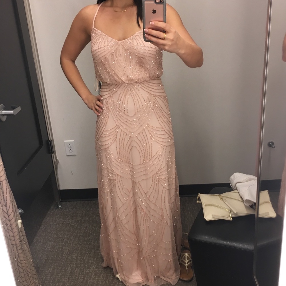 ADRIANNA PAPELl ART DECO BEADED BLOUSON GOWN